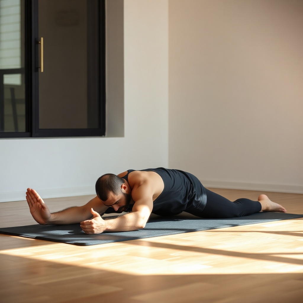 Person stretching on a yoga mat