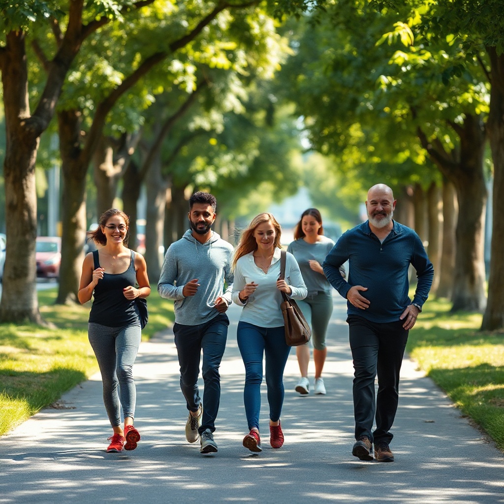 People walking outdoors for exercise