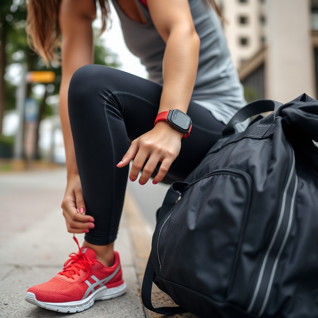 Person preparing for a run